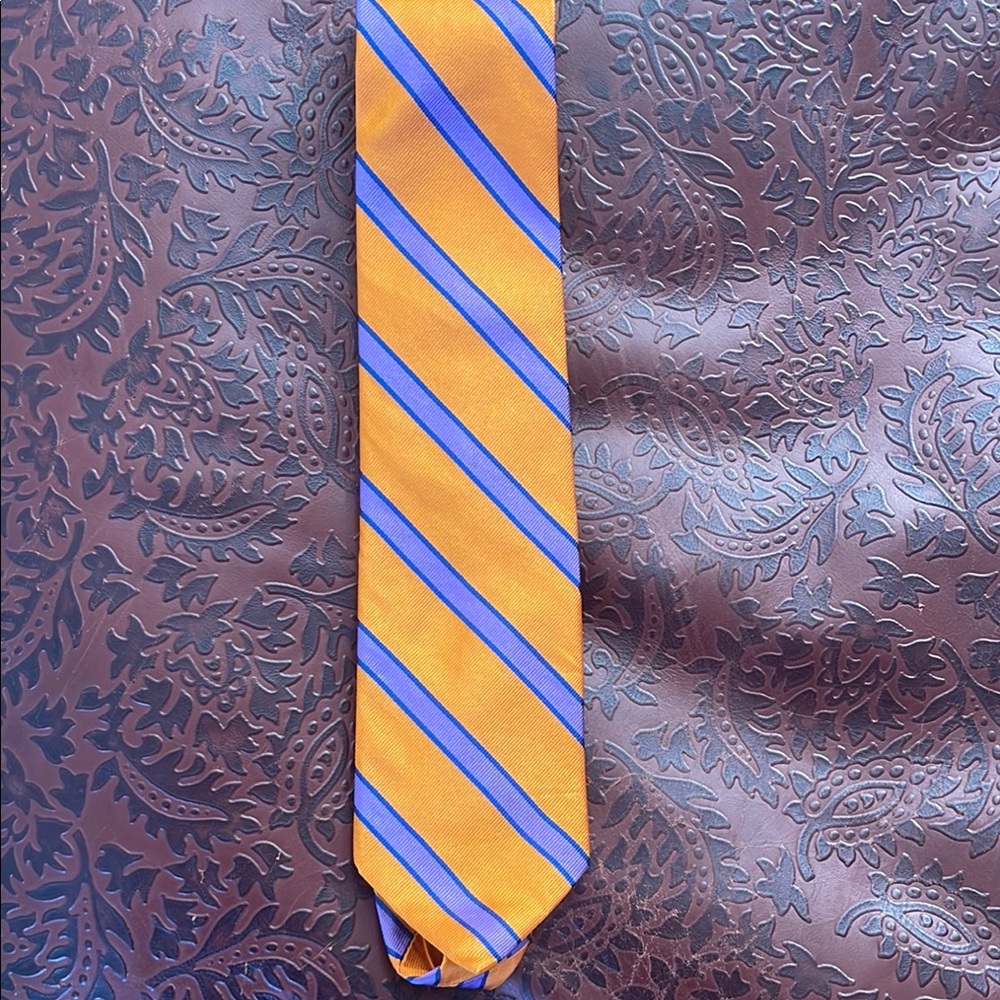 Brooks Brothers Orange and Blue Striped Men's Tie